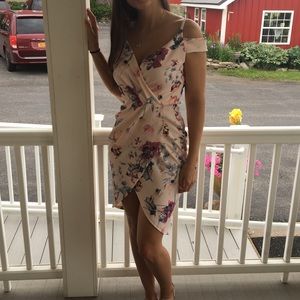 Pink floral wrap dress